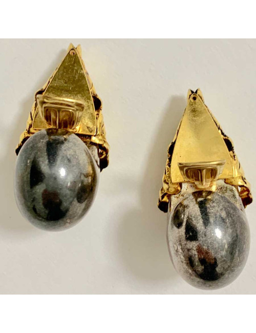 Boucles d'oreille clips ISABEL CANOVAS gris canon de fusil