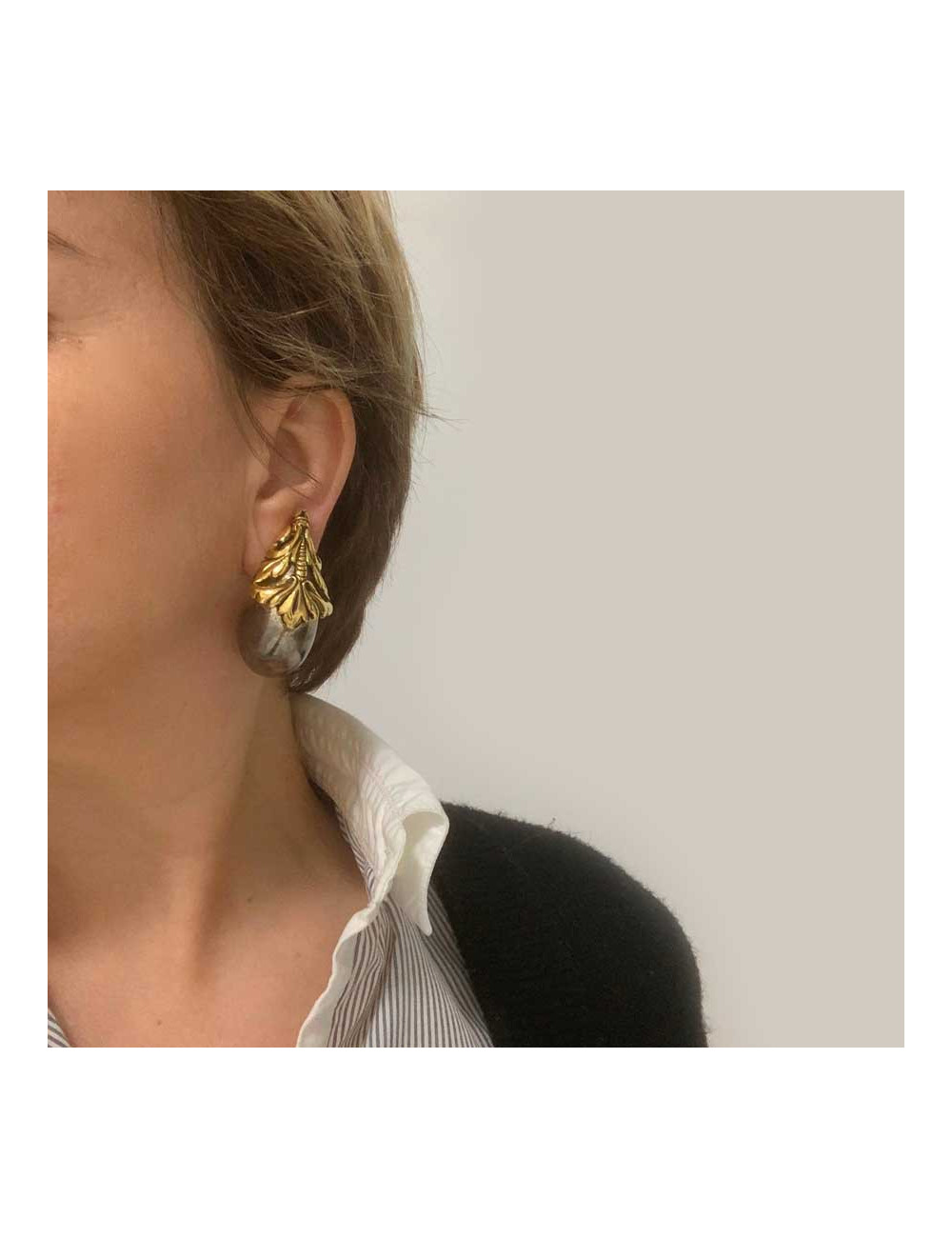 Boucles d'oreille clips ISABEL CANOVAS gris canon de fusil