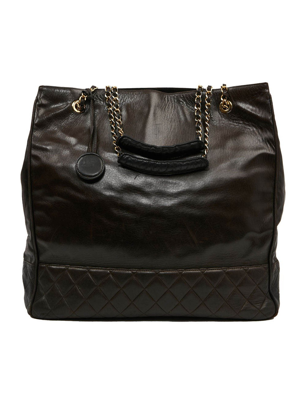 Sac cabas CHANEL cuir d'agnerau marfron vintinge 90'