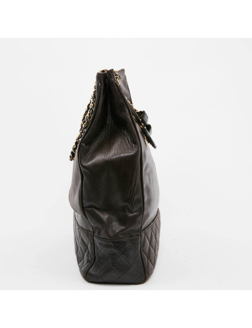 Cabas CHANEL cuir marron vintage 90'