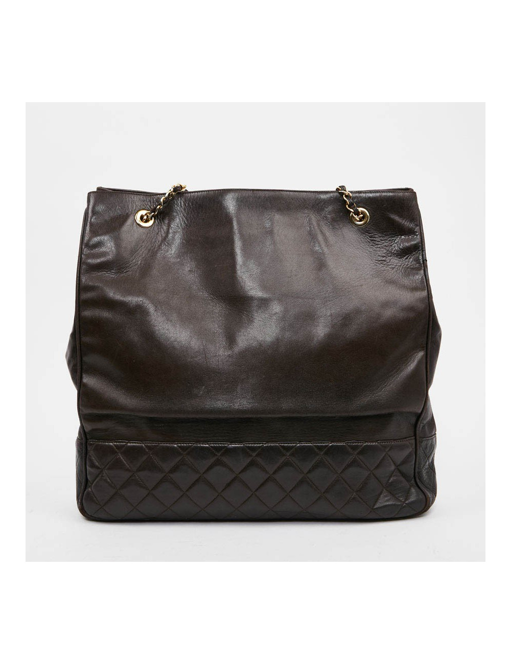 Cabas CHANEL cuir marron vintage 90'