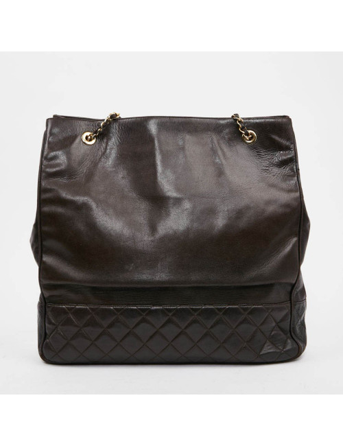 Cabas CHANEL cuir marron vintage 90'