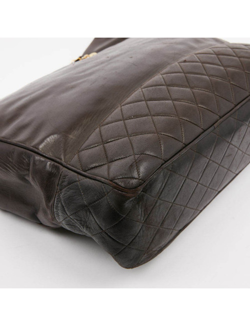 Sac cabas CHANEL cuir d'agnerau marfron vintinge 90'