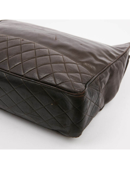 Sac cabas CHANEL cuir d'agnerau marfron vintinge 90'