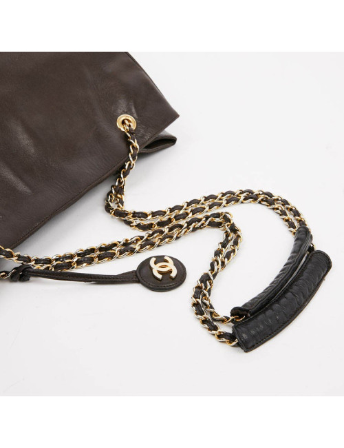 Cabas CHANEL cuir marron vintage 90'