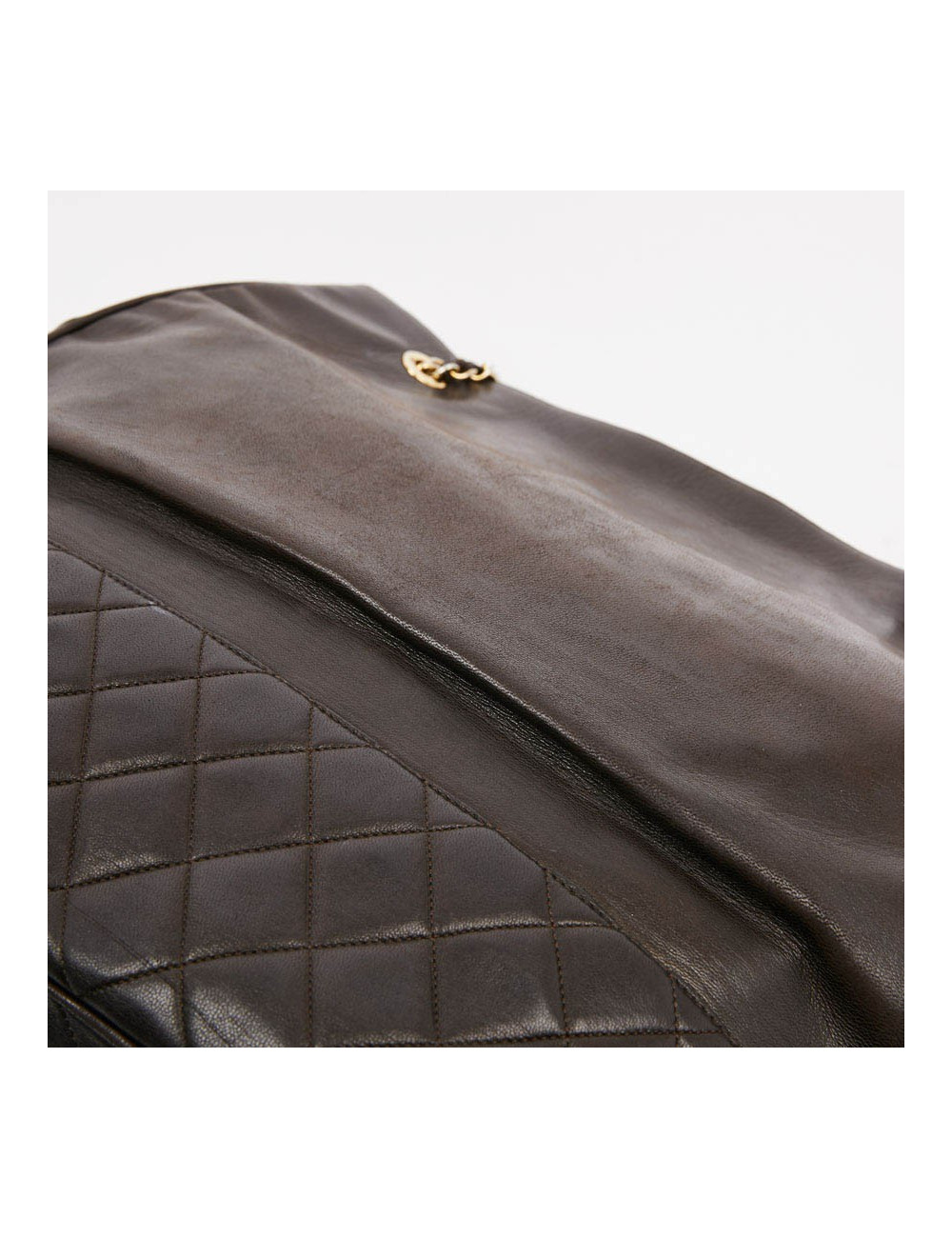 Sac cabas CHANEL cuir d'agnerau marfron vintinge 90'