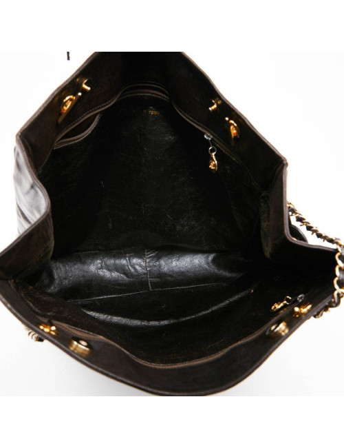 Cabas CHANEL cuir marron vintage 90'