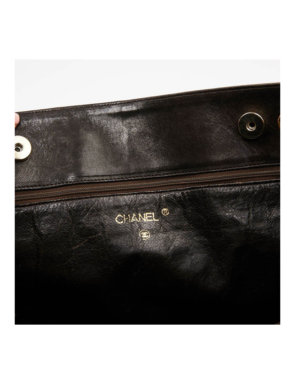 Cabas CHANEL cuir marron vintage 90'