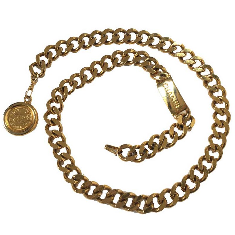 Chanel Vintage Chanel Gold Tone Chain Belt CC