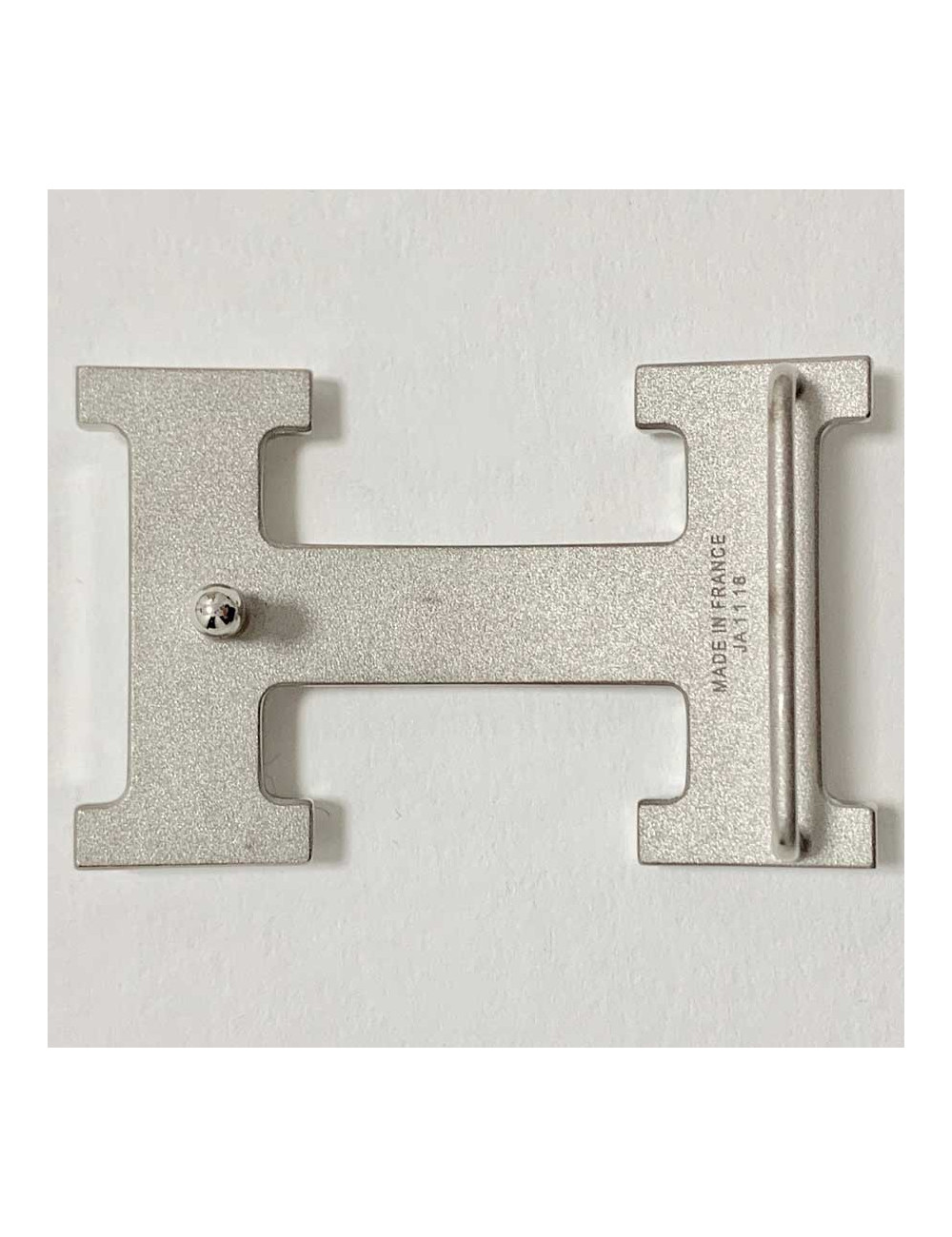 HERMES H Belt Buckle in Guilloche Silver Metal