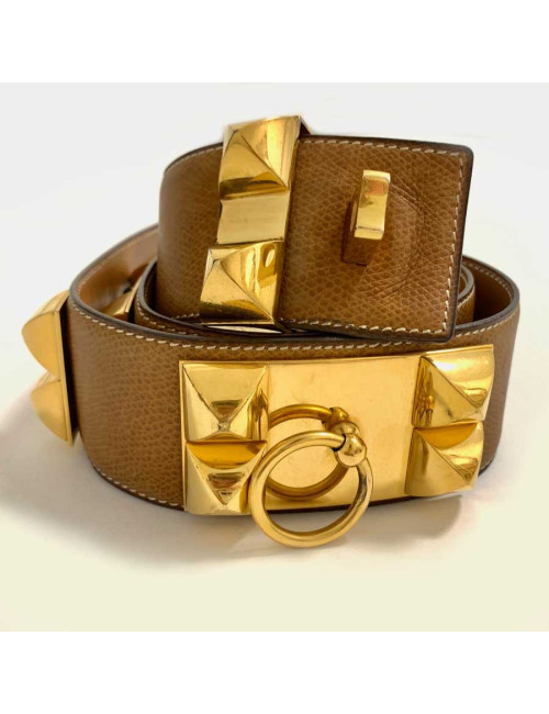 Ceinture Collier de chien HERMES cuir gold