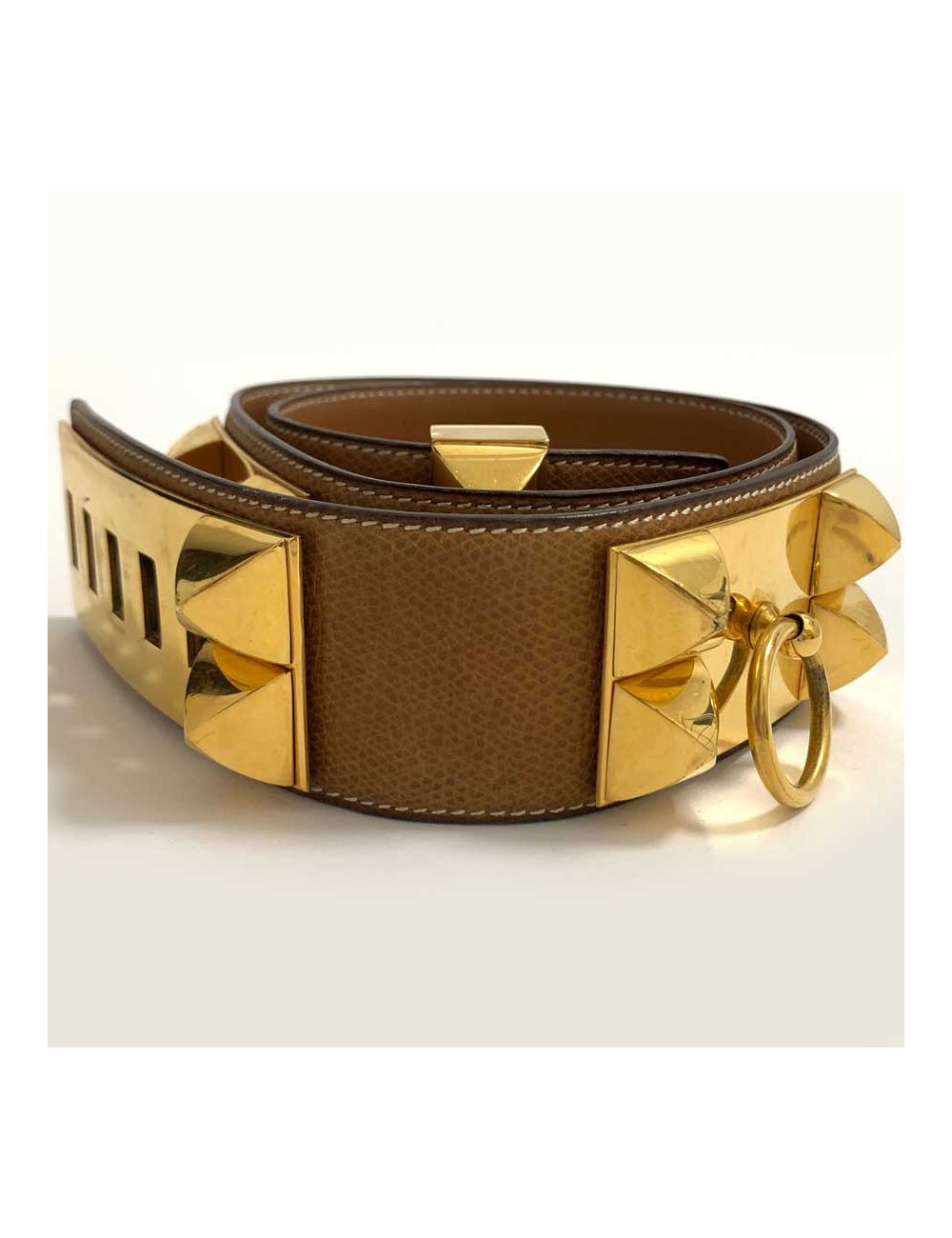 Ceinture Collier de chien HERMES cuir gold