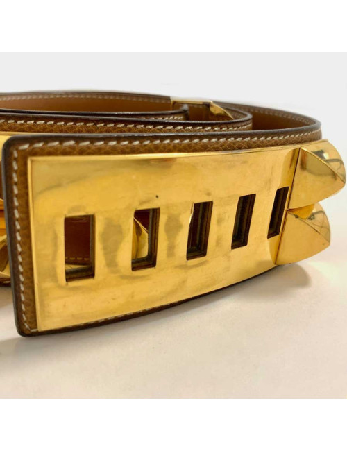 Ceinture Collier de chien HERMES cuir gold