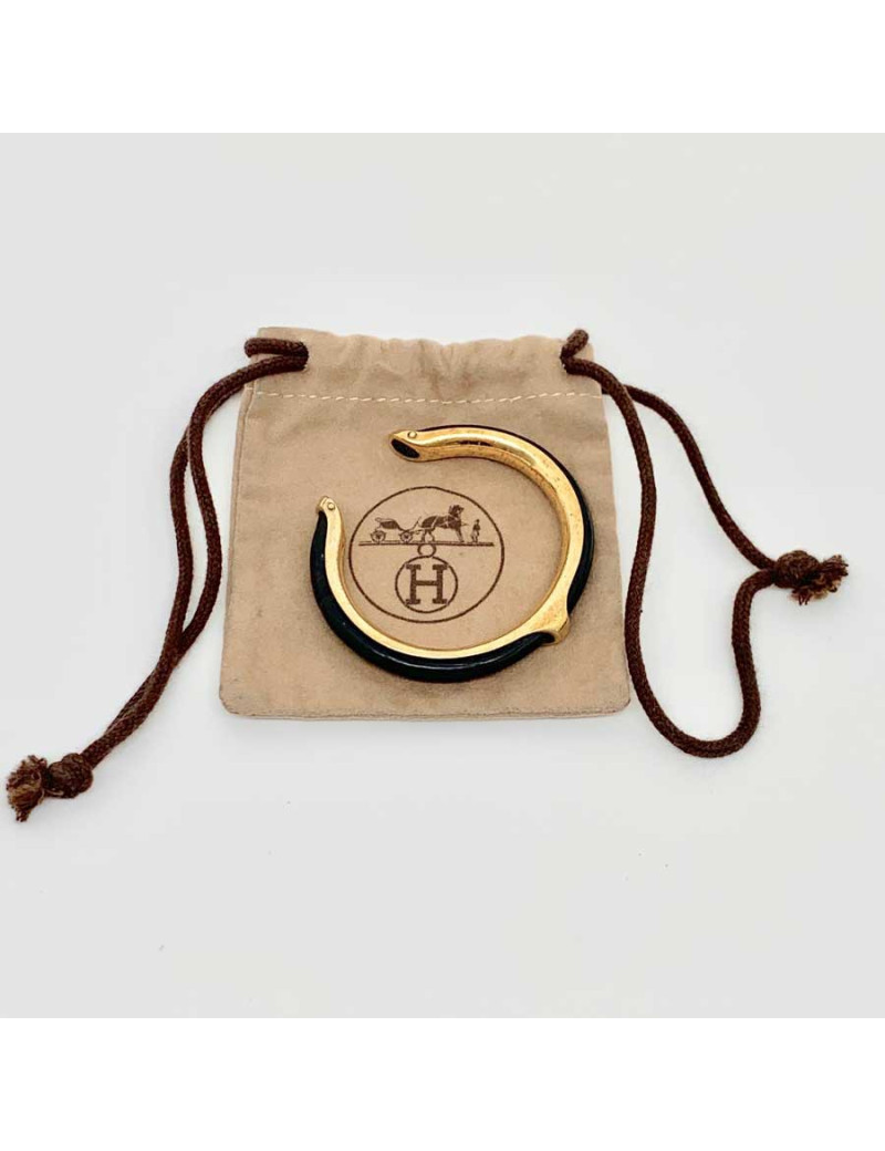 Bracelet HERMES laiton doré et cuir