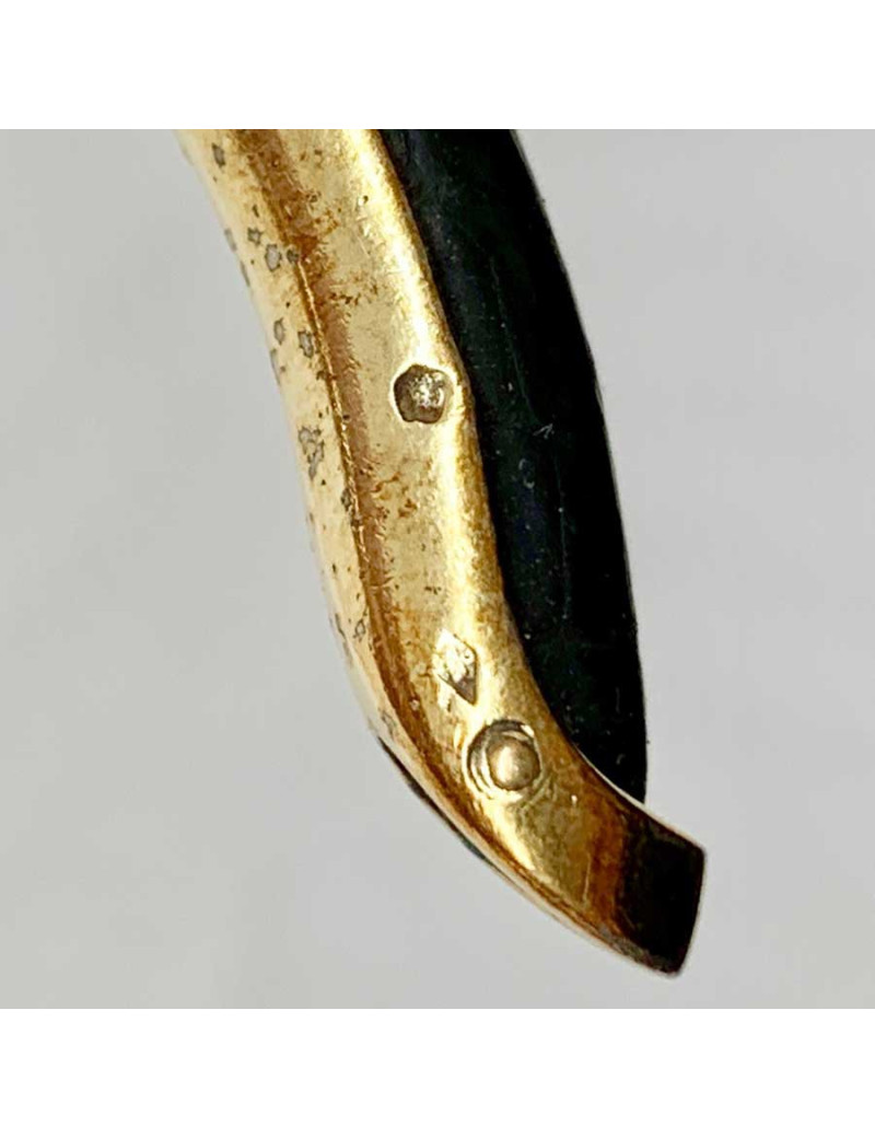 Bracelet vintage HERMES cuir noir laiton doré