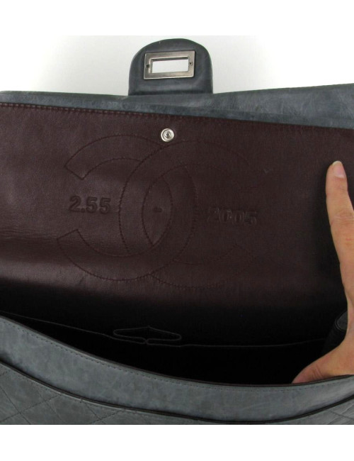 Sac 2.55 CHANEL en cuir de veau vieilli gris Collector