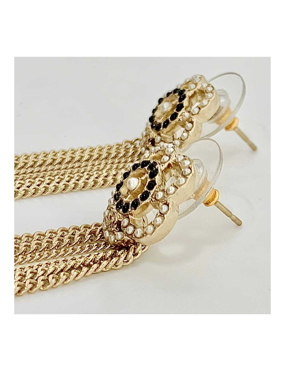 Chanel chain earring studs