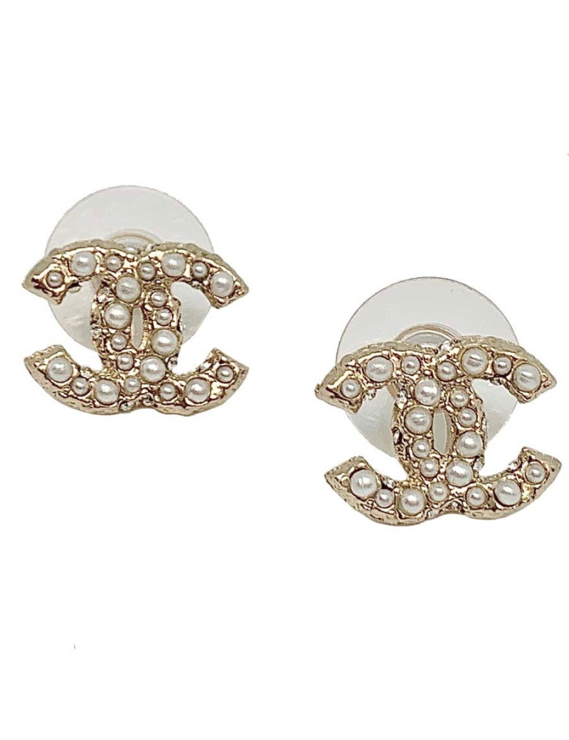 Clous CC CHANEL perle et strass