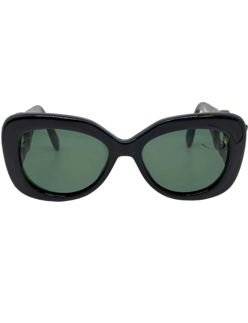 Vintage CHANEL Sunglasses CC in Gilt Metal and black acetate