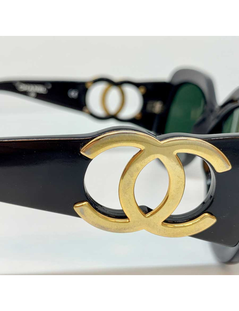 Lunettes CHANEL occasion CC doré et actétate noir