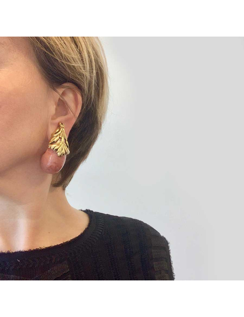 Clips ISABEL CANOVAS rose marbré 