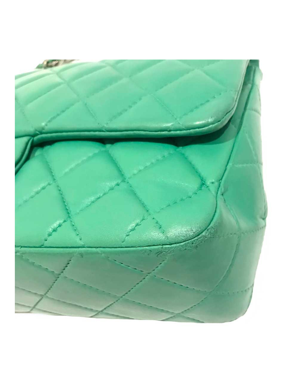 Sac CHANELl Jumbo cuir d'agneau vert anis