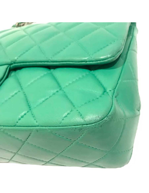 Sac CHANELl Jumbo cuir d'agneau vert anis