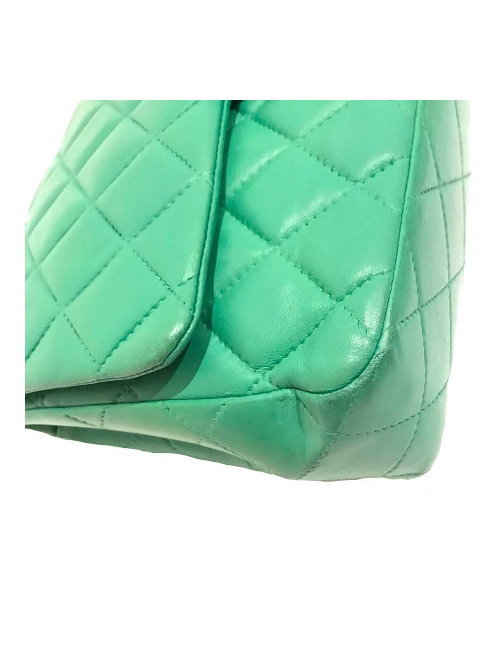 Sac CHANELl Jumbo cuir d'agneau vert anis