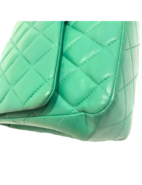 Sac CHANELl Jumbo cuir d'agneau vert anis