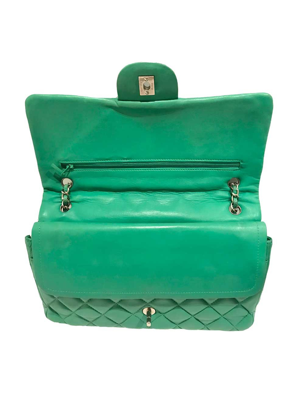 Sac CHANELl Jumbo cuir d'agneau vert anis