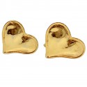 Boucles d'oreille clip coeur doré en métal non signées