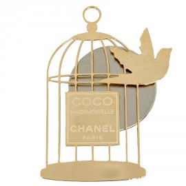 Pin s CHANEL Cage à oiseaux en métal doré or pâle