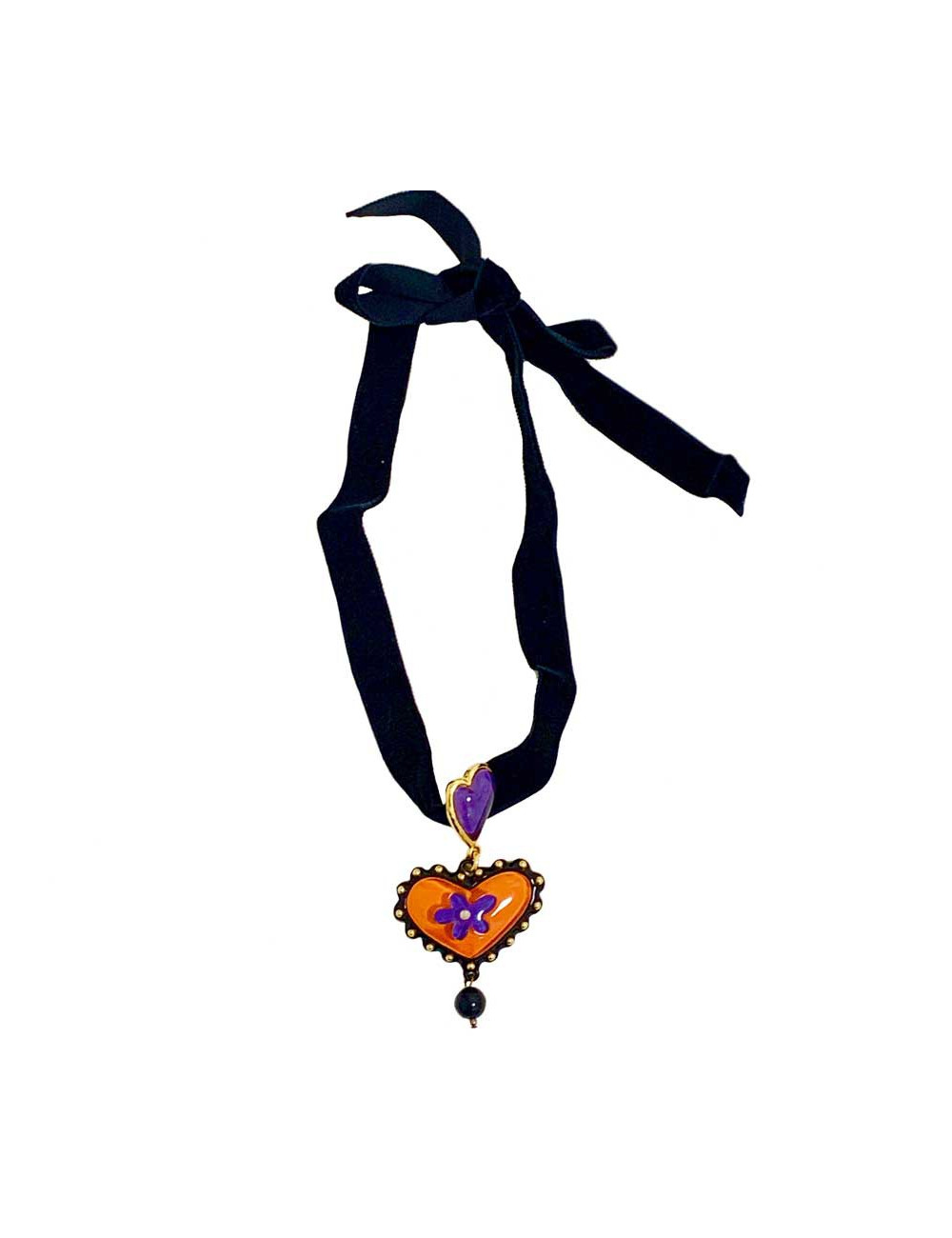 Collier pendentif CHRISTIAN LACROIX ruban velours noir