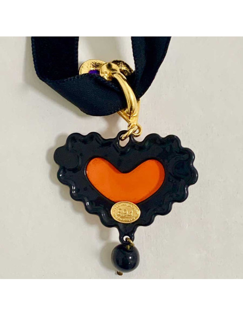 Collier pendentif CHRISTIAN LACROIX ruban velours noir