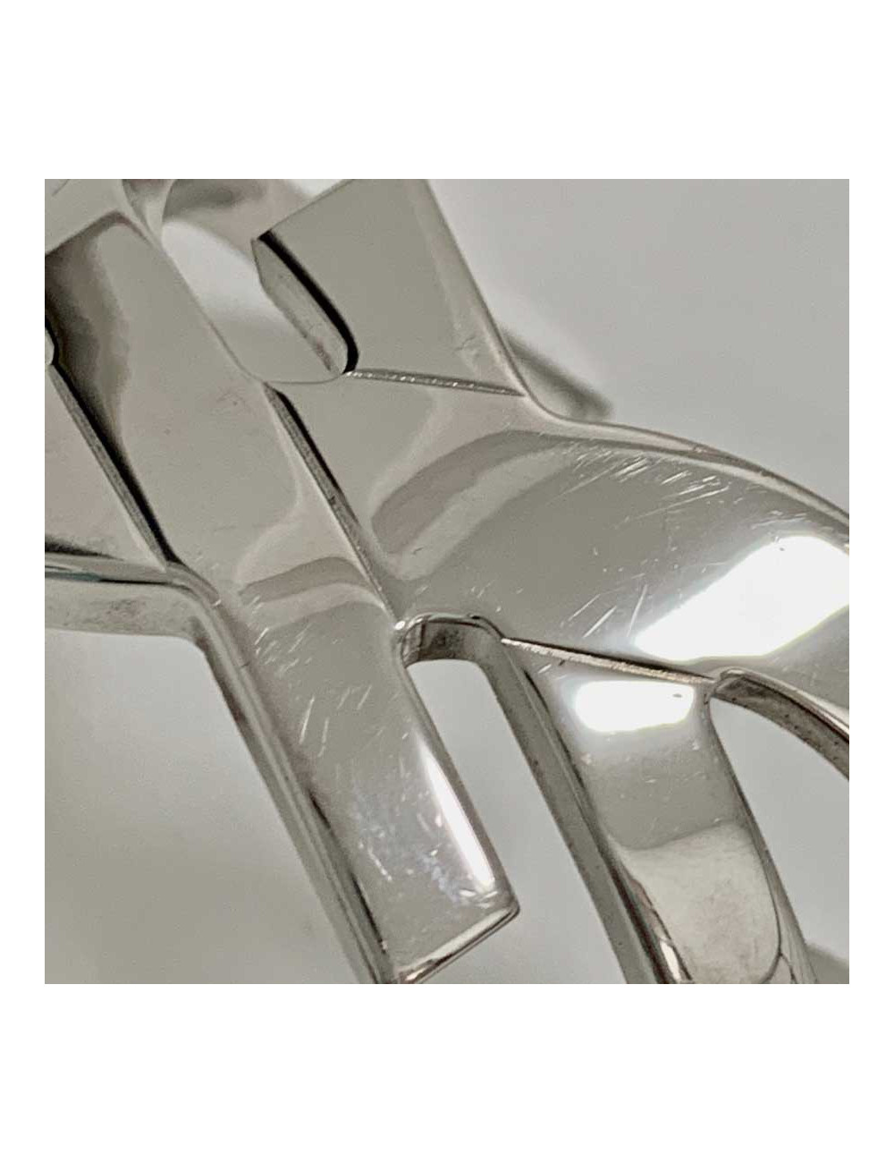 Manchette YSL SAINT LAURENT logo en laiton argenté