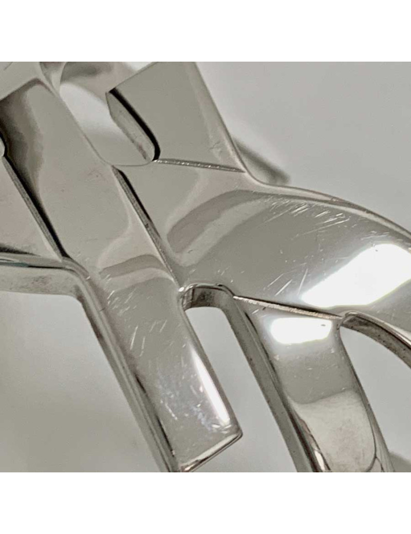 Manchette YSL SAINT LAURENT logo en laiton argenté