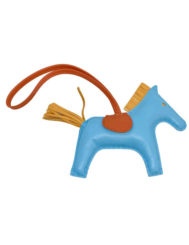 HERMES bag charm "Rodéo" in Celeste blue lambskin