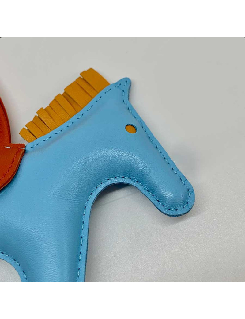 HERMES bag charm "Rodéo" in Celeste blue lambskin