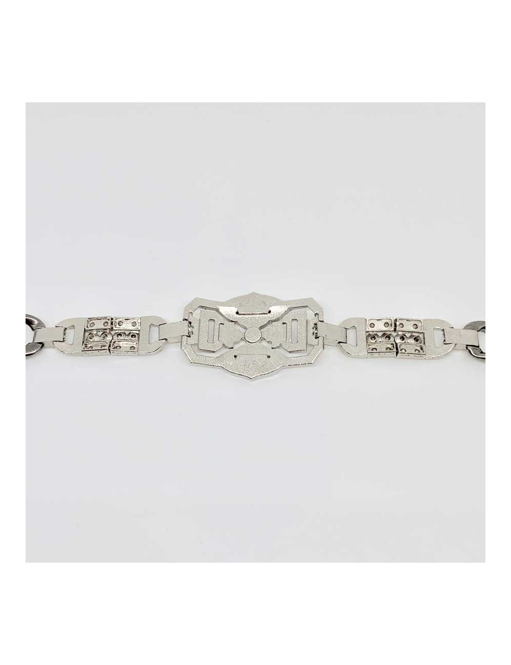 CHANEL belt  with a rhinestone and silver finish metal buckle, size 70