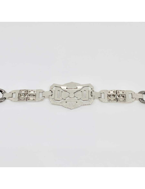 CHANEL belt  with a rhinestone and silver finish metal buckle, size 70