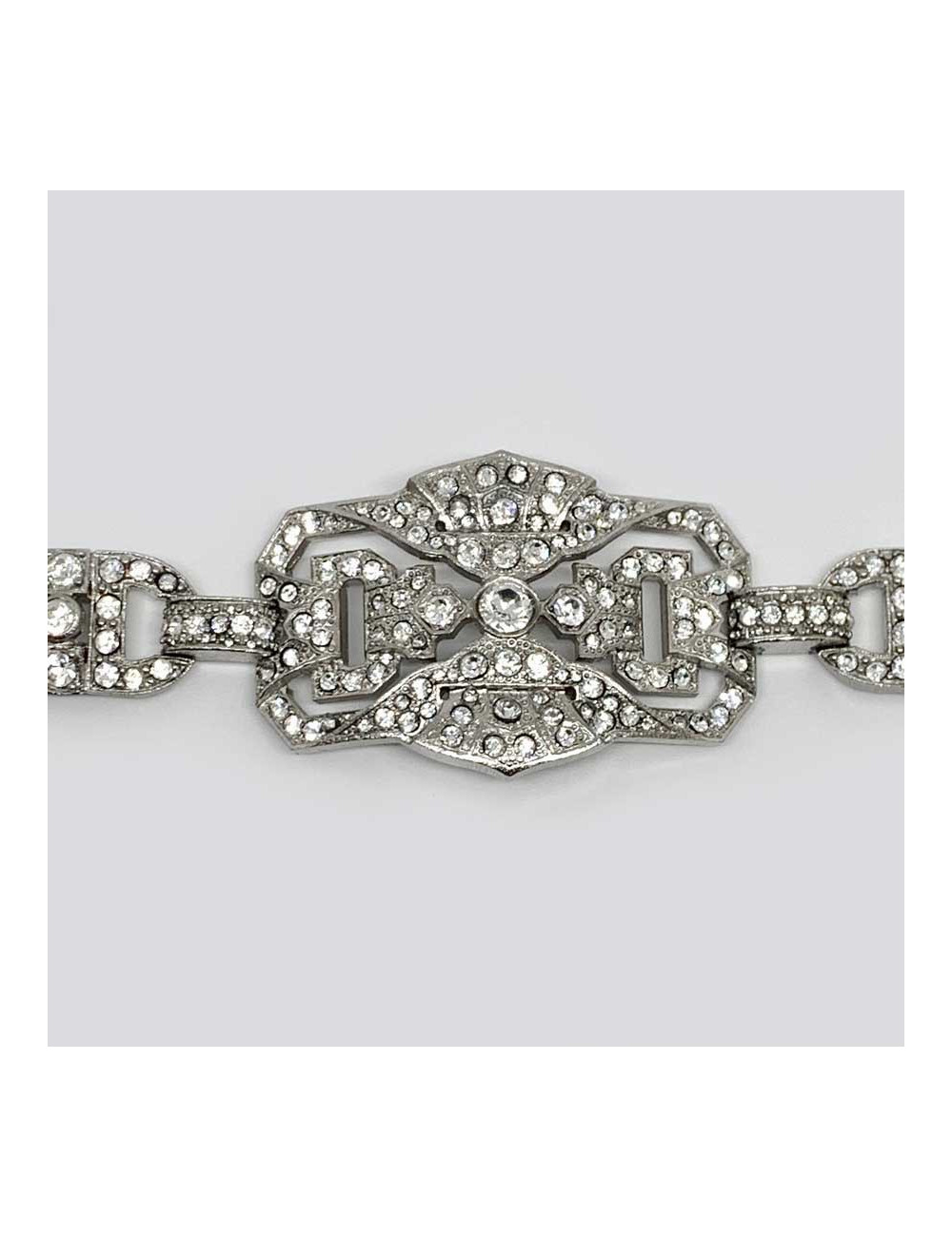 CHANEL belt  with a rhinestone and silver finish metal buckle, size 70