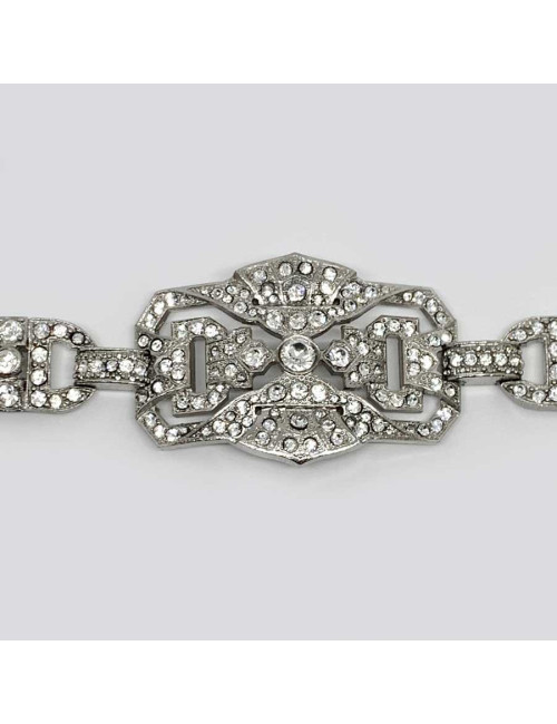 CHANEL belt  with a rhinestone and silver finish metal buckle, size 70