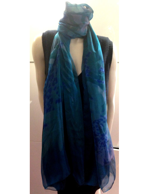 Foulard YVES SAINT LAURENT bleu en soie