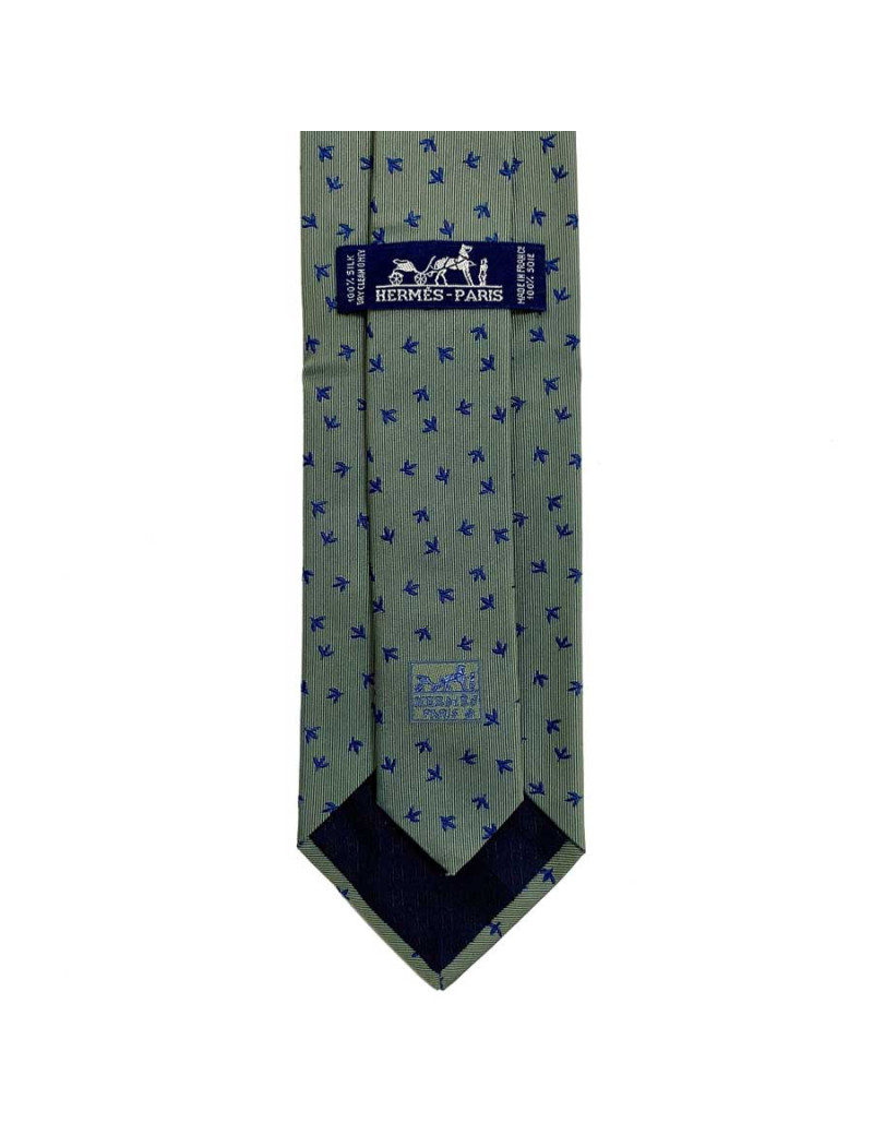 Cravate HERMES soie kaki