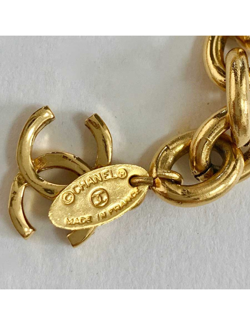 Ceinture chaine vintage CHANEL CC en métal doré