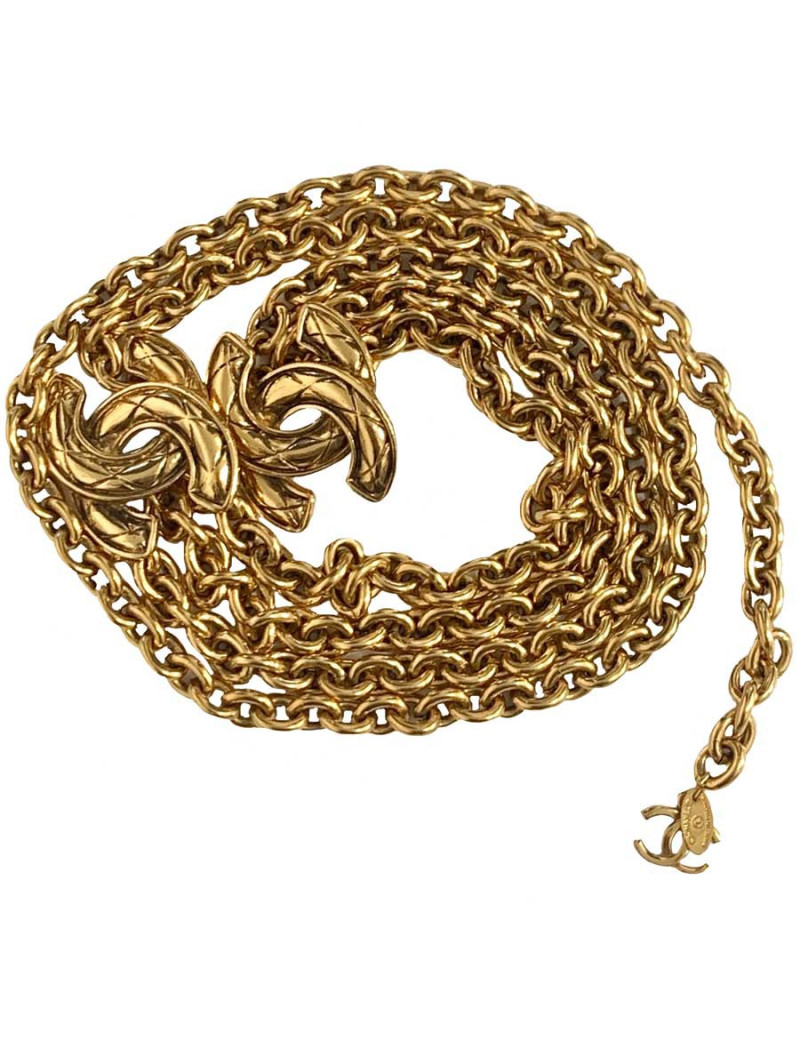 Ceinture chaine vintage CHANEL CC en métal doré