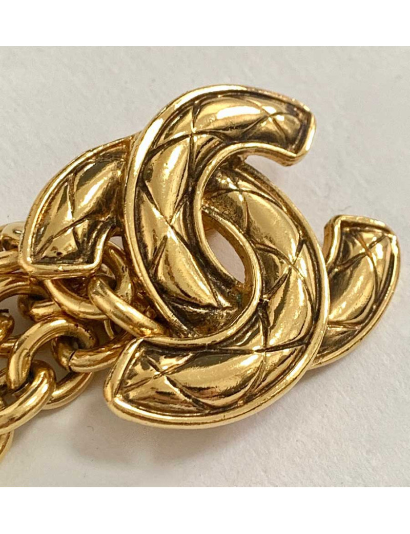 Ceinture chaine vintage CHANEL CC en métal doré