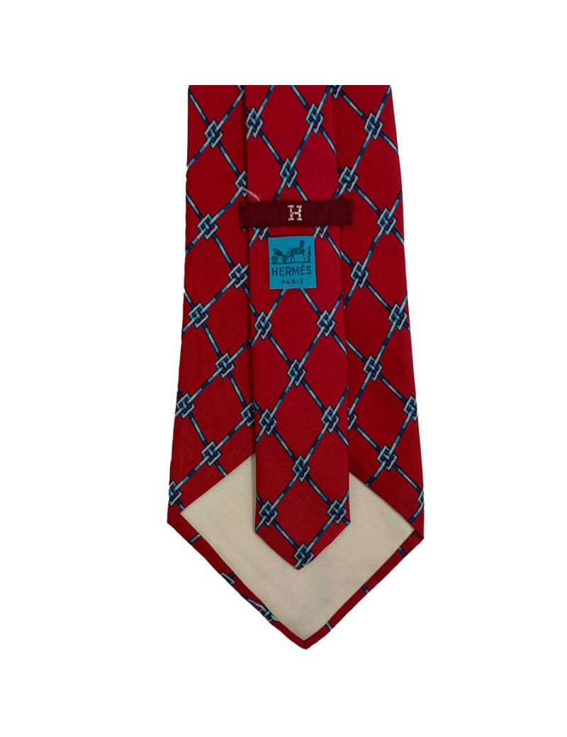 XXX Cravate Hermes rouge vintage en soie