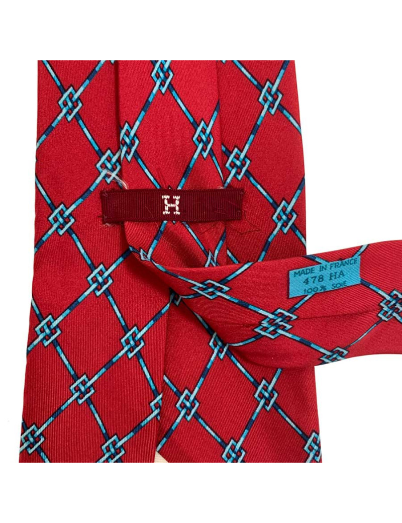 XXX Cravate Hermes rouge vintage en soie