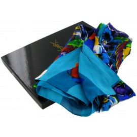 Large flowered silk YVES SAINT LAURENT shawl